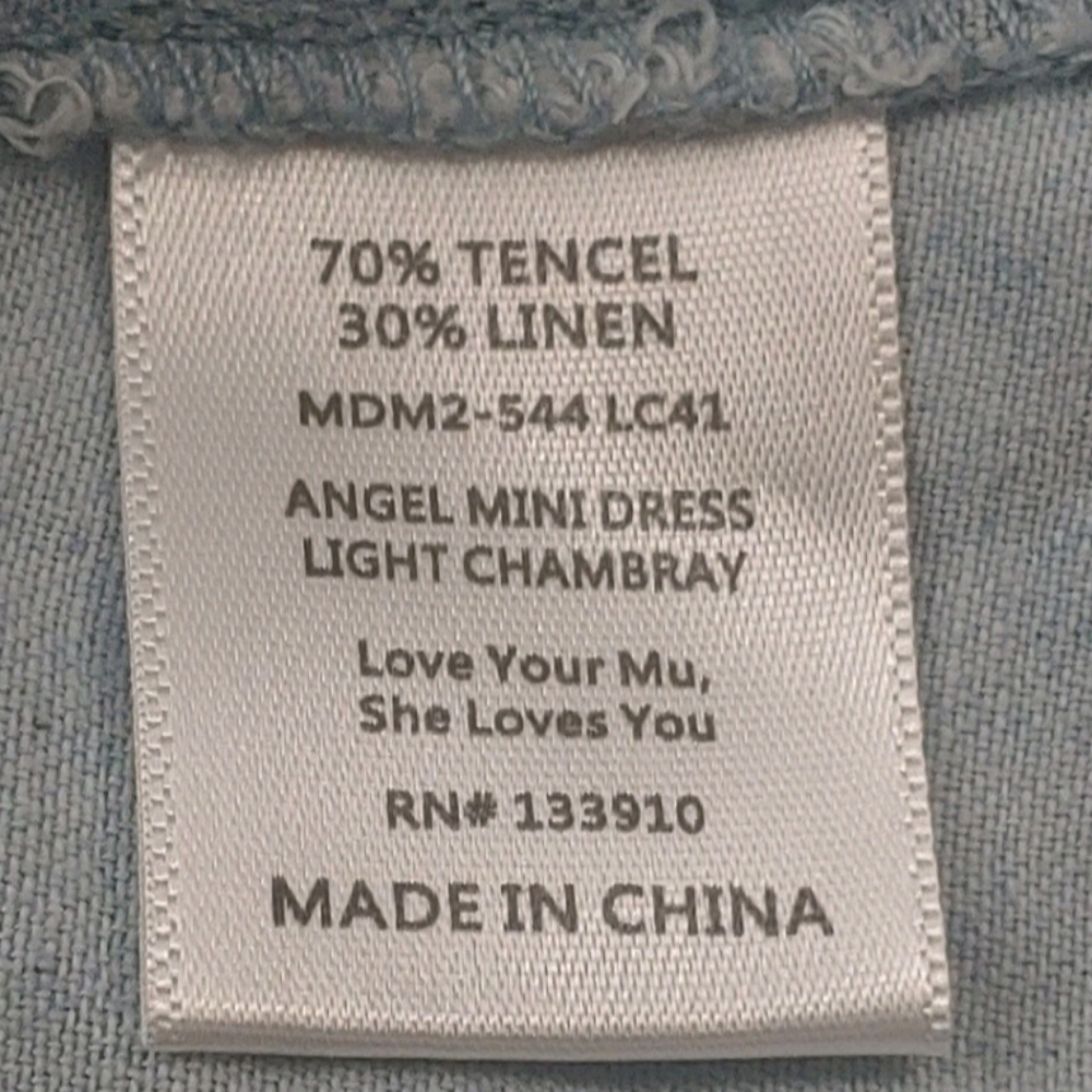 Show Me Your MuMu Angel Mini Tunic Dress Sz Med Blue Linen Chambray Coastal Nwt - Picture 10 of 14